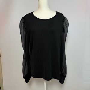 Nine West Black Puff Sleeve Blouse